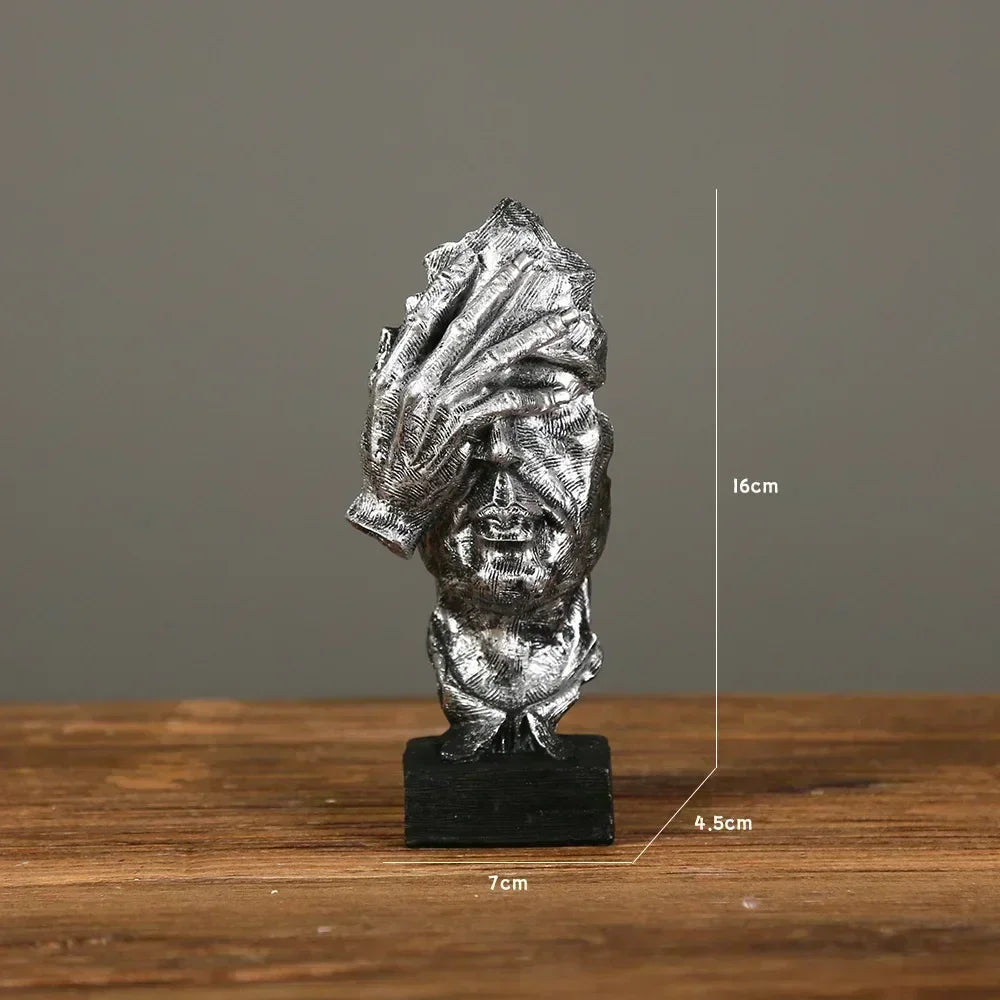 Abstract Resin Face Sculpture – “Silence is Golden”