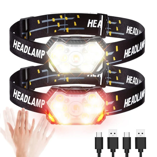 9 Led Strong Light Headlamp USB Rechageable Motion Sensor