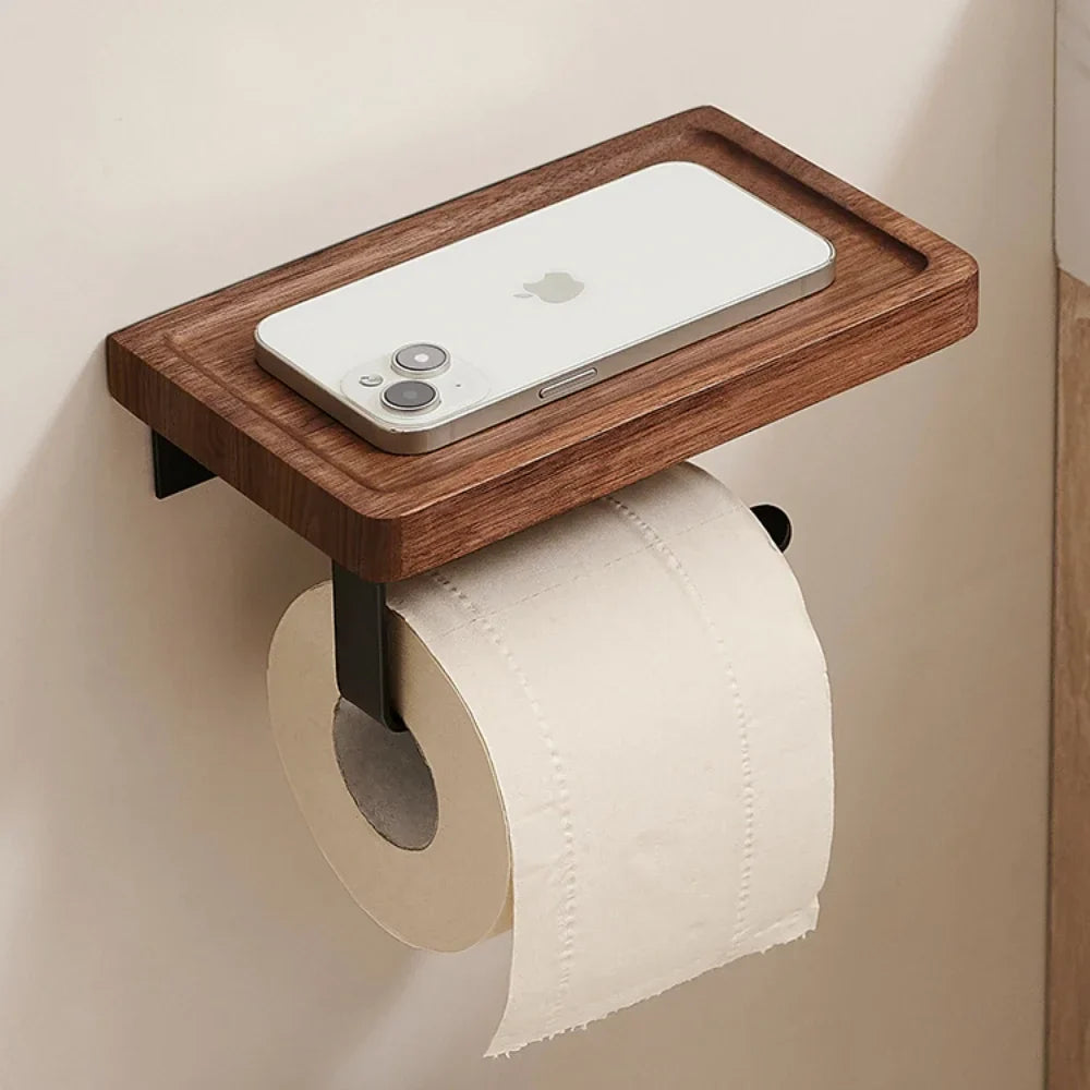Modern Wooden Bathroom Wall Storage Rack