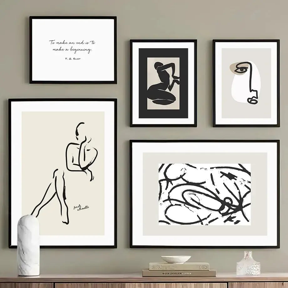 Abstract Line Art Posters – Minimalist Black & White Wall Art Prints