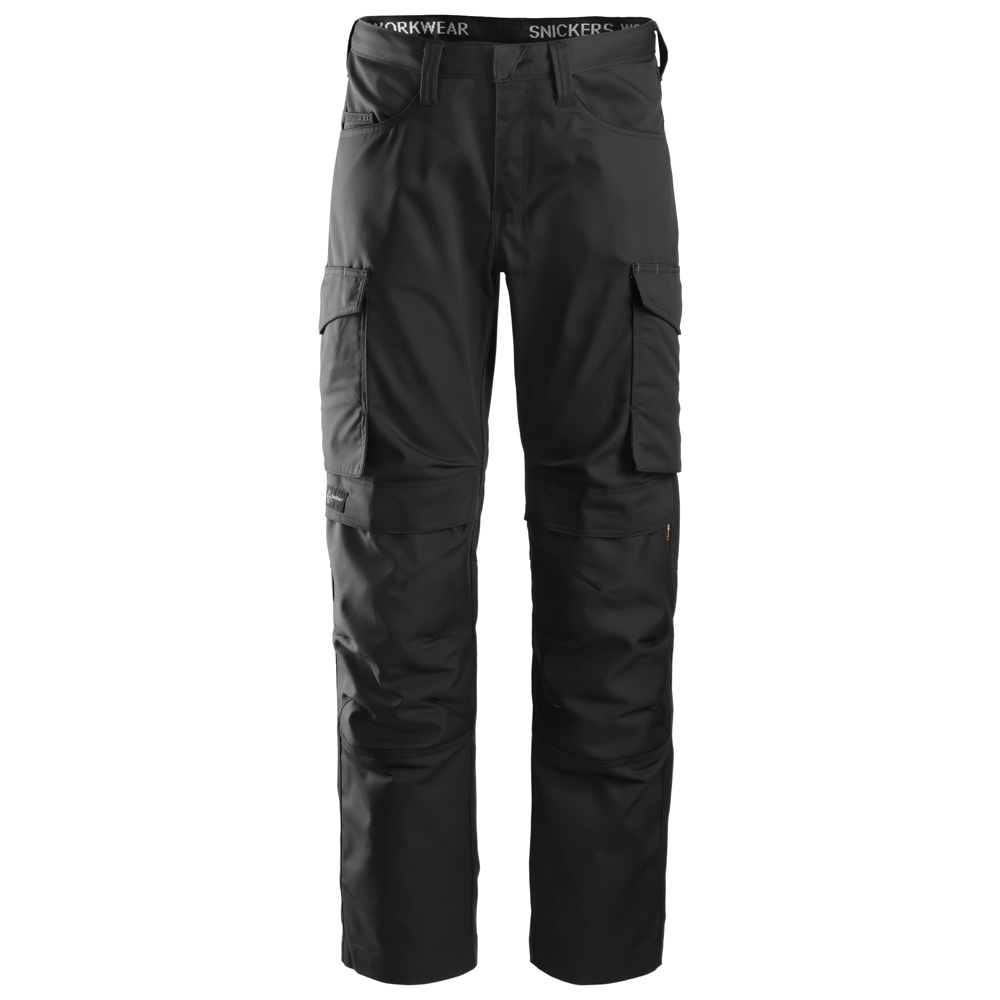 Snickers 6801 Service Trousers + Knee Pockets Black 35" Waist - 30" Leg - Snickers Size 100