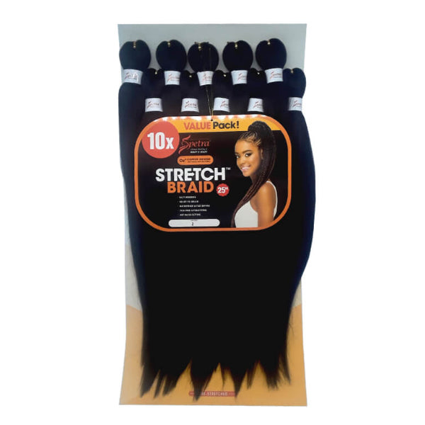 Spetra Braid 10x Pre-Stretched Braiding Hair - Lightweight, Tangle-Free & Flame Retardant for UK Braiding Styles, 25 Inch, Colour TP30/1B