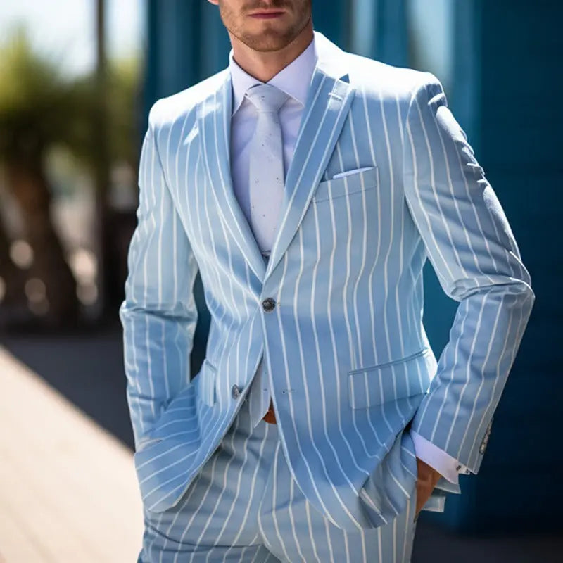 Spring Top Commute Leisure Printed Double Button Suit Jacket Men