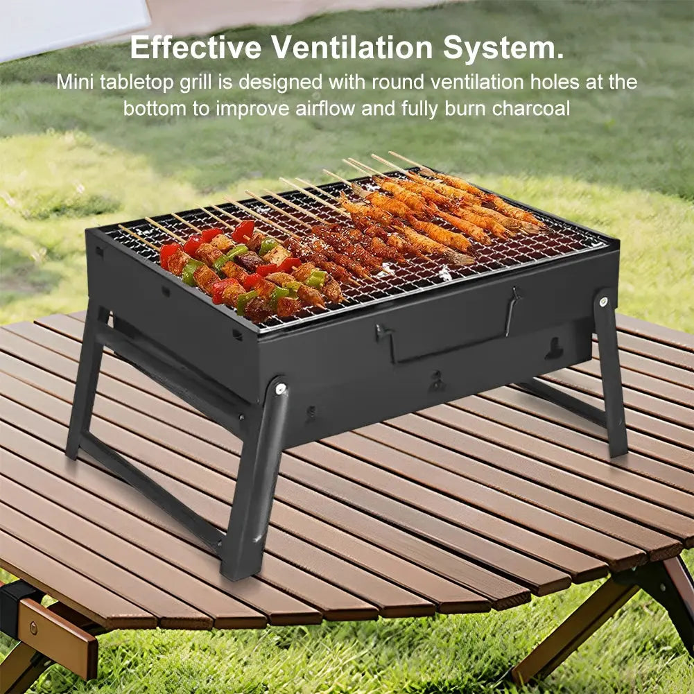Stainless Steel Folding Charcoal BBQ Grill – Mini Tabletop Barbecue Tool for Outdoor Cooking, Camping & Picnics