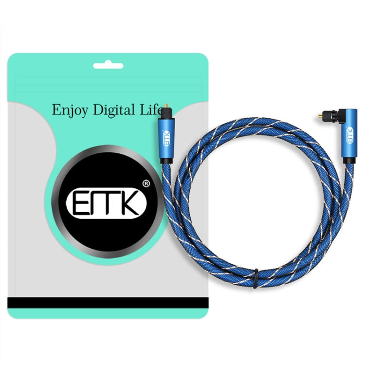 EMK 90 Degree Swivel Adjustable Right Angled 360 Degrees Rotatable Plug Nylon Woven Mesh Optical Audio Cable, Cable Length:5m(Blue)