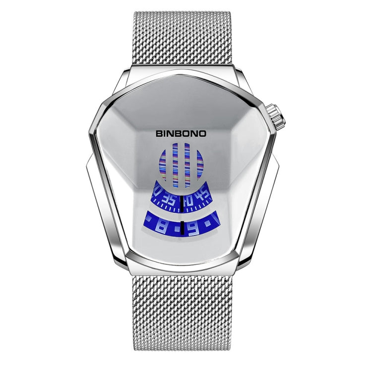 BINBOND Locomotive Concept Watch Men Live Black Technology Watch, White Net Belt White Steel White Face, Gold Net Belt Full Gold Blue Face, Gold Net Belt Full Gold Gold Face, Black Net Belt Black Steel Blue Face, Black Net Belt Black Steel White Face