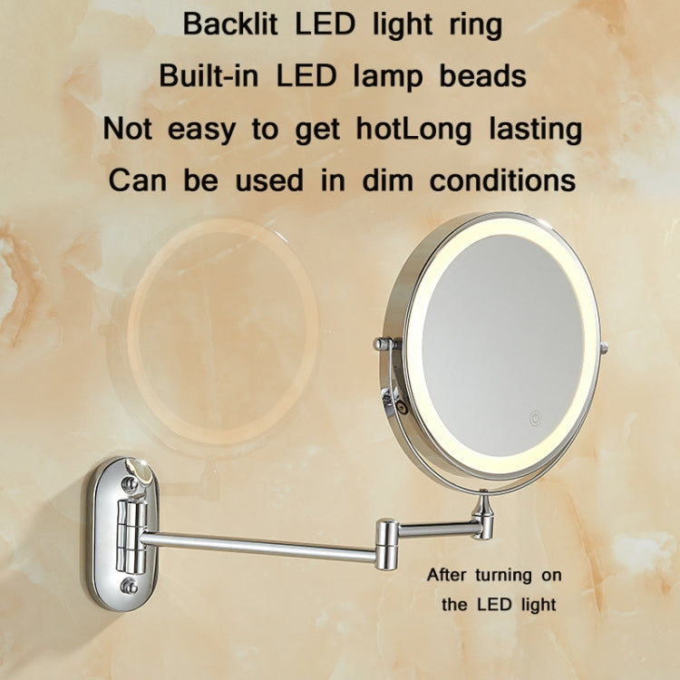 8 Inch Wall-Mounted Double-Sided Makeup Mirror LED Three-Tone Light Bathroom Mirror, Battery Model Silver, USB Charging Silver, Battery Models Matte Nickel Color, USB Charging Matte Nickel Color, Battery Models Black, USB Charging Black