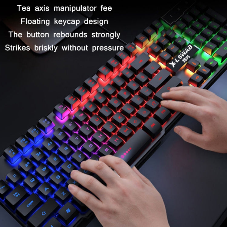 X-L SWAB GX50 Computer Manipulator Feel Wired Keyboard + Macro Programming Mouse, Color: Black Ice Blue