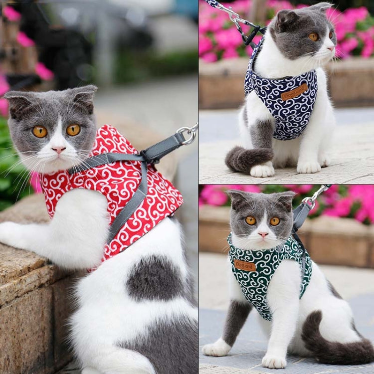 DogLemi Pet Cat Traction Rope Chest Harness Vest Type Traction Suit Cat Walking Rope, Size:XS(Green)