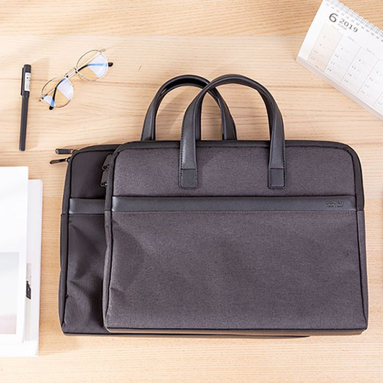 Deli 63751 Front And Rear Double Pockets Multi-Layer Briefcases Handheld Meeting Bag(Dark Gray)