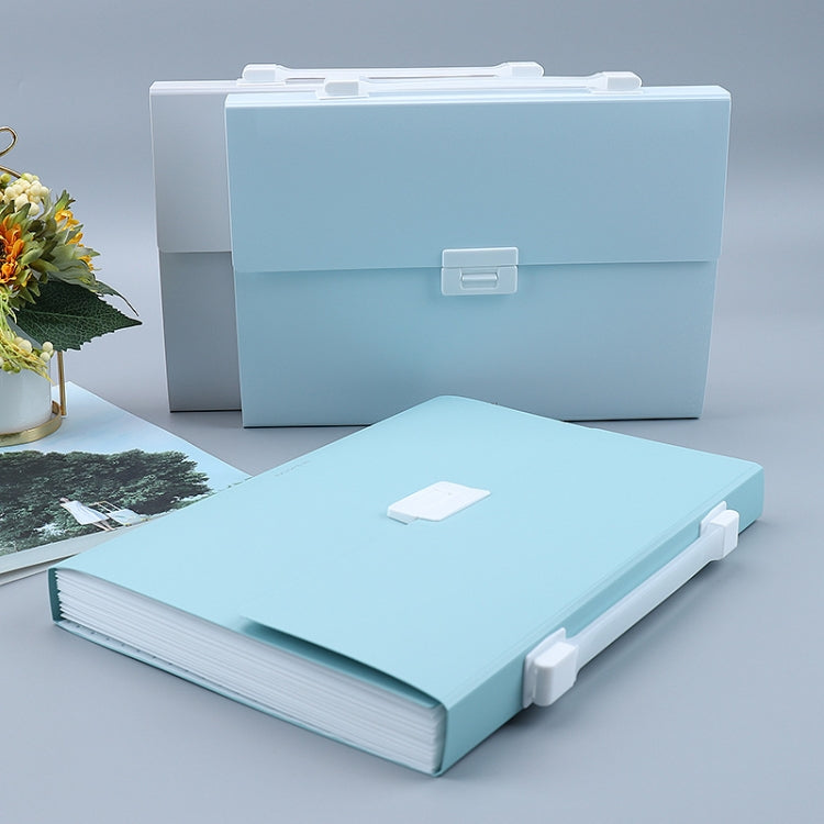 Deli 72410 A4 Layered File Information Bag Office Student File Storage Bag(Light Blue)
