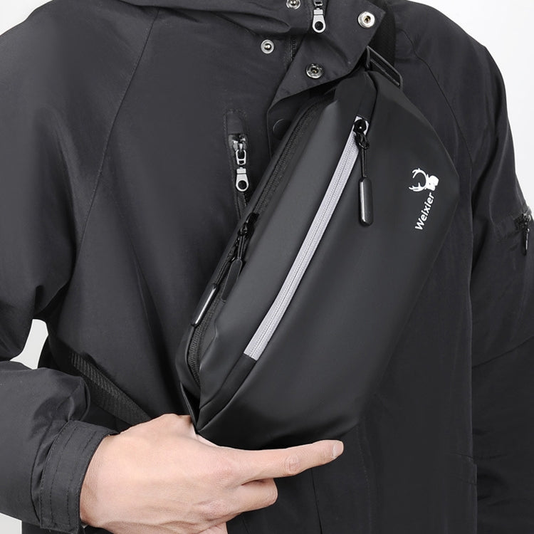 WEIXIER 9563 Men Outdoor Messenger Bag Multifunctional PU Large-Capacity Waist Bag(Gray)