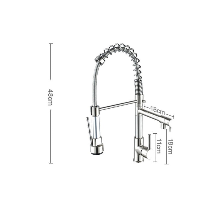 Copper And Nickel Brushed Double Outlet Spring Faucet Rotatable Kitchen Hot And Cold Water Faucet, Specification: Brushed