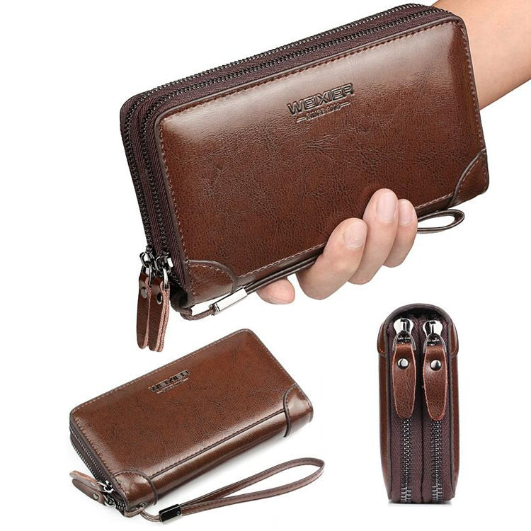 WEIXIER W88 Handbags Men Pu Hand Tested Handbags Multi-Function Wallet(Brown)