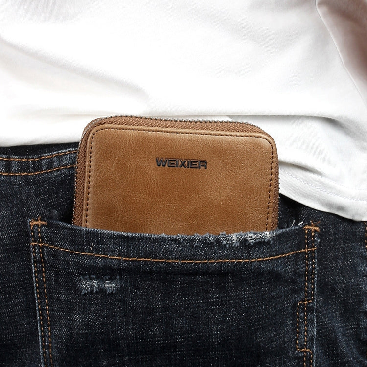 WEIXIER W98 Men Hand Take Short Wallet Zipper Bag(Khaki)