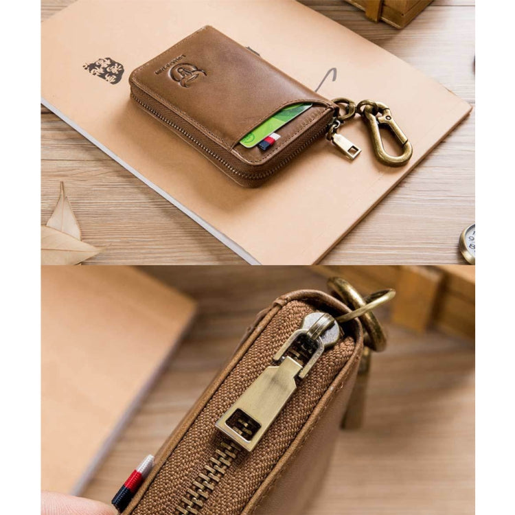 BULL CAPTAIN 474 Multifunctional Leather Coin Purse Hanging Waist Anti-Brush Key Bag, Colour: Blue Gift Box