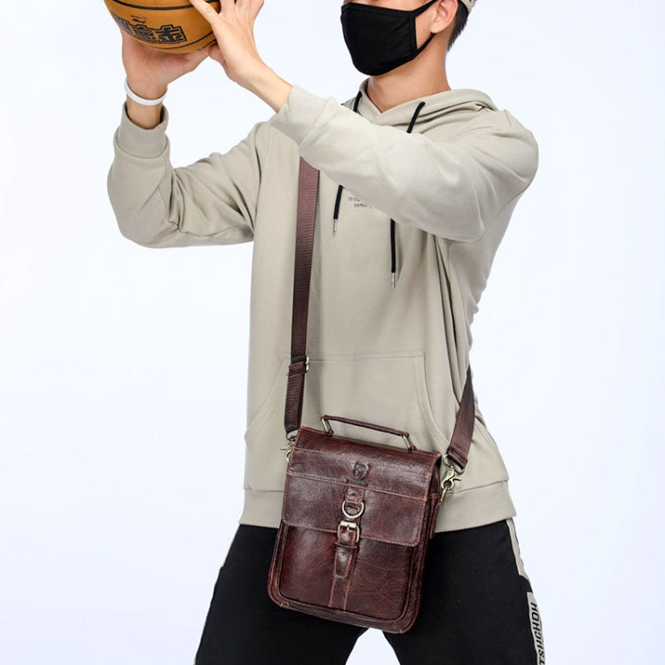 BULL CAPTAIN 302 First-Layer Cowhide Men Casual Shoulder Bag Leather Retro Briefcase(Yellow Brown)