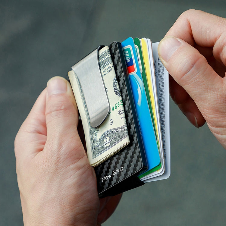 New-Bring Metal Carbon Fiber Wallet Ultra-Thin Card Holder Male RFID Anti-Theft Simple Wallet Bank Credit Card Storage Device(Black)