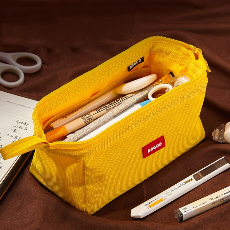 ANGOO Large-Capacity Student Stationery Bag Pure Color Simple Boat Shape Pencil Case(Blue)