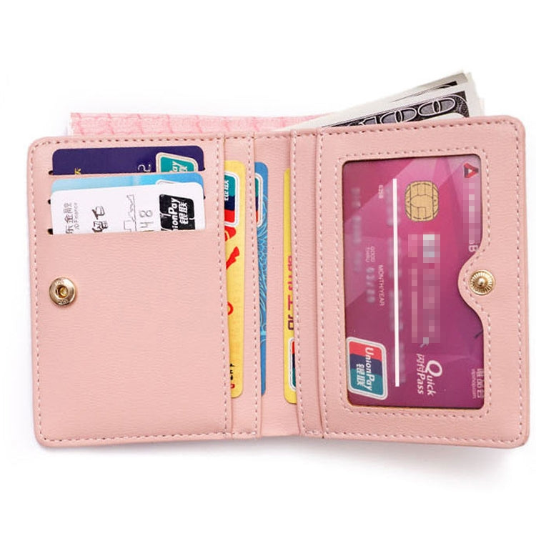 BATSIOE Short Type Ladies Wallet Small Fresh Two-Fold Student Bag Simple Multi-Card Coin Purse(Gray)