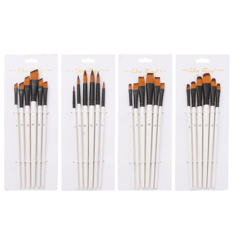 Zhuting Nylon Wool Stick Gouache Brush Set(6PCS/Set Tongue Peak)