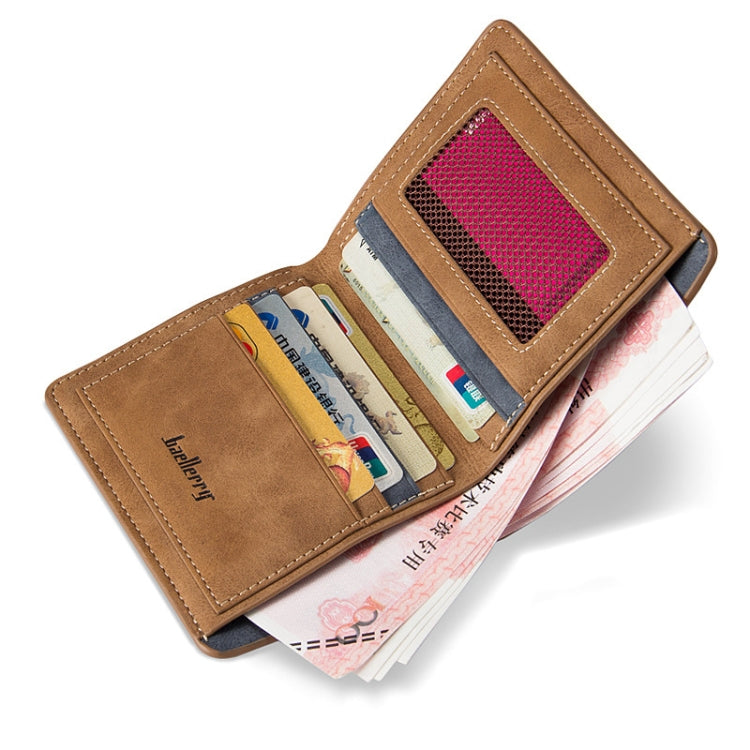 Baellerry BLR1152 Men Short Wallet Vintage Frosted Two Fold Wallet(Gray Horizontal)