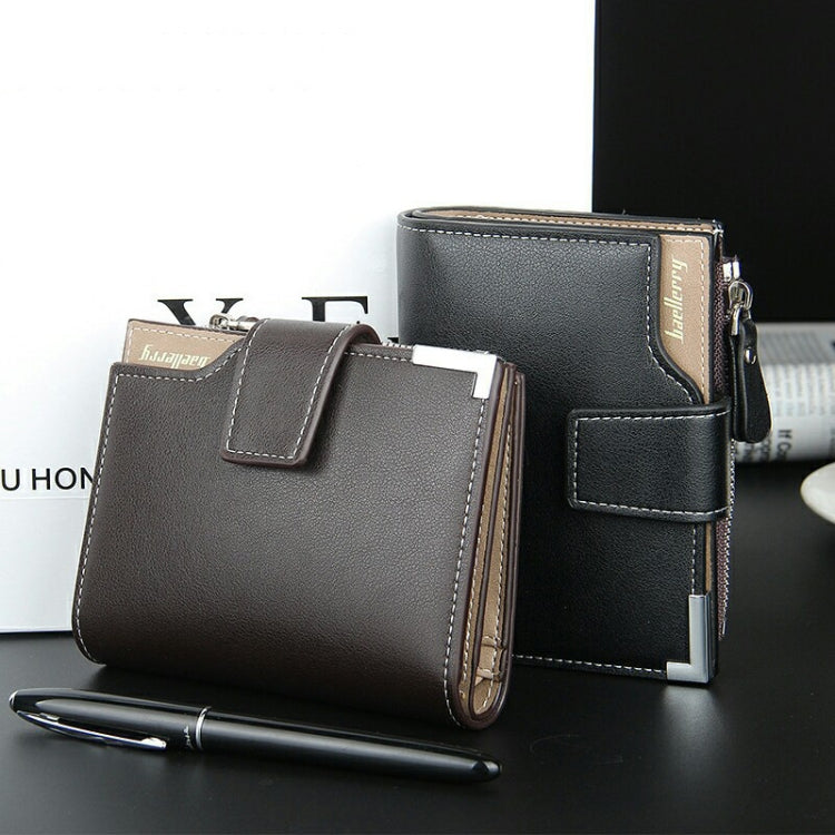 Baellerry Casual Multifunctional Wallet Zipper Buckle Tri-fold Coin Purse For Men(Brown)