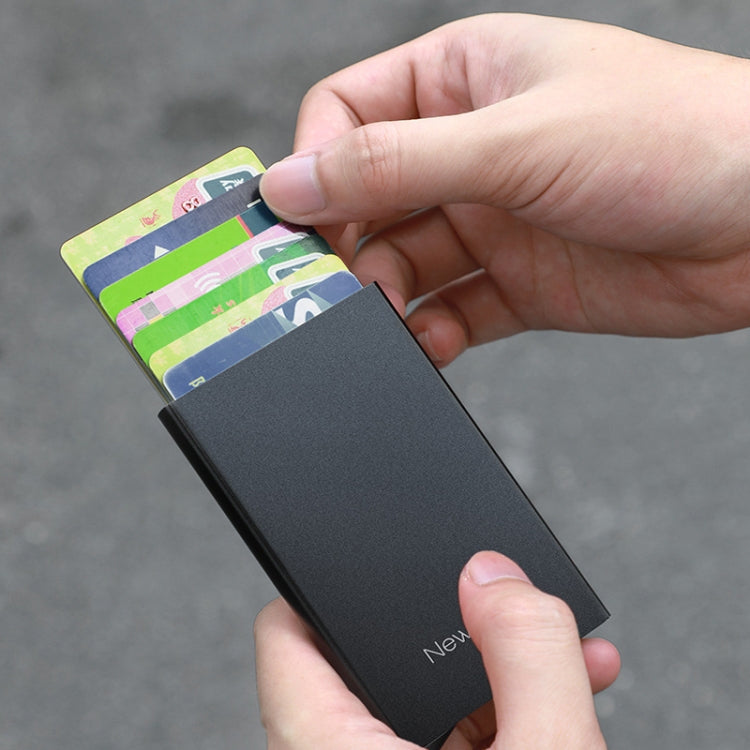 NEWBRING Metal Wallet Automatic Pop-up Anti-degaussing Card Holder, Colour: Black
