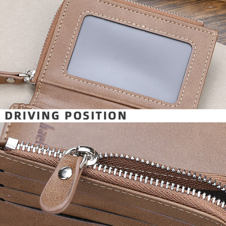 Baellerry D1307 Men Vertical Multi-card Tri-fold Small Wallet Thin Buckle Coin Purse(Khaki)