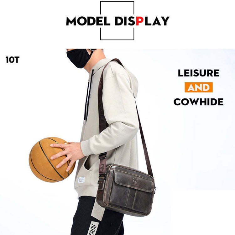 BULL CAPTAIN Double Layer Leather One Shoulder Messenger Bag For Men(Yellow Brown)