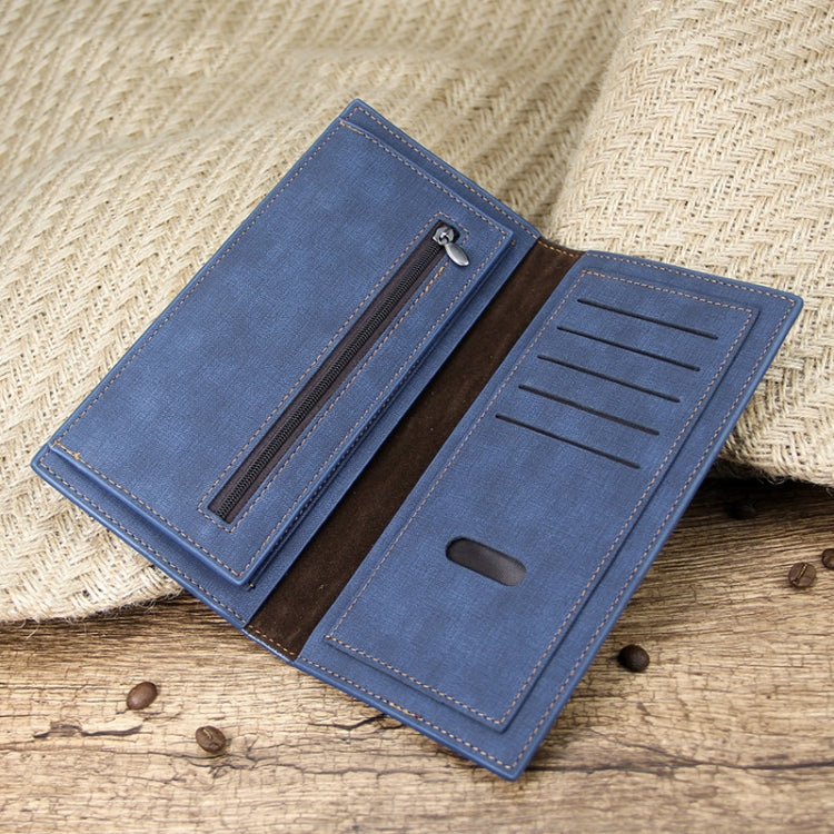 MenBense Matt Male Wallet Long Fashion Large Capacity Male Wallet(Navy Blue)