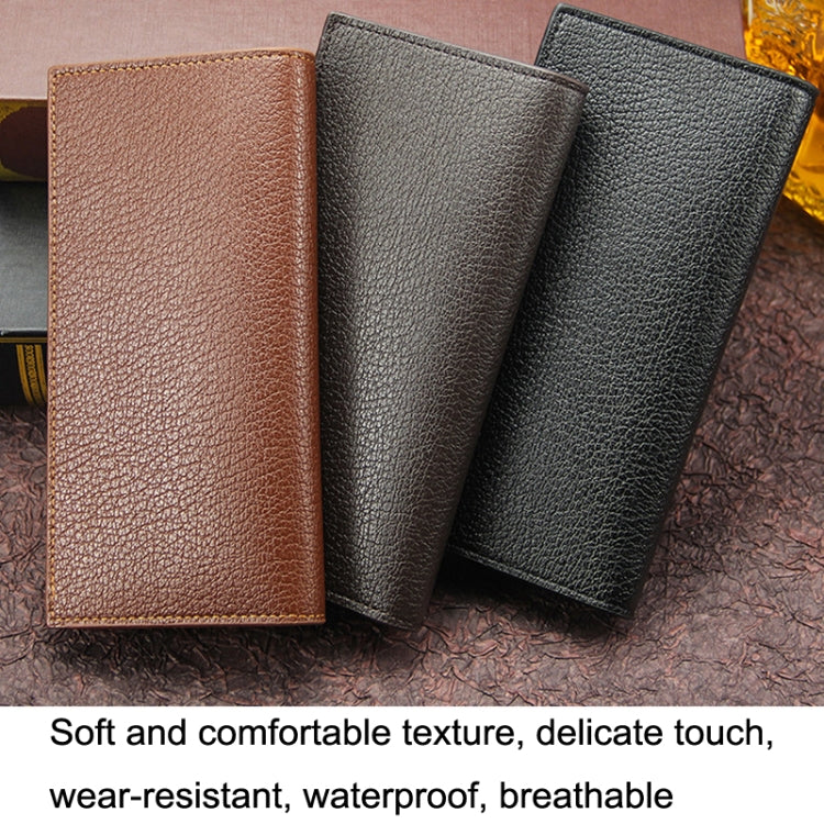 MenBense Long Fashion Embossed Magnetic Buckle Multi-Card Slot Men Wallet(Light Brown)