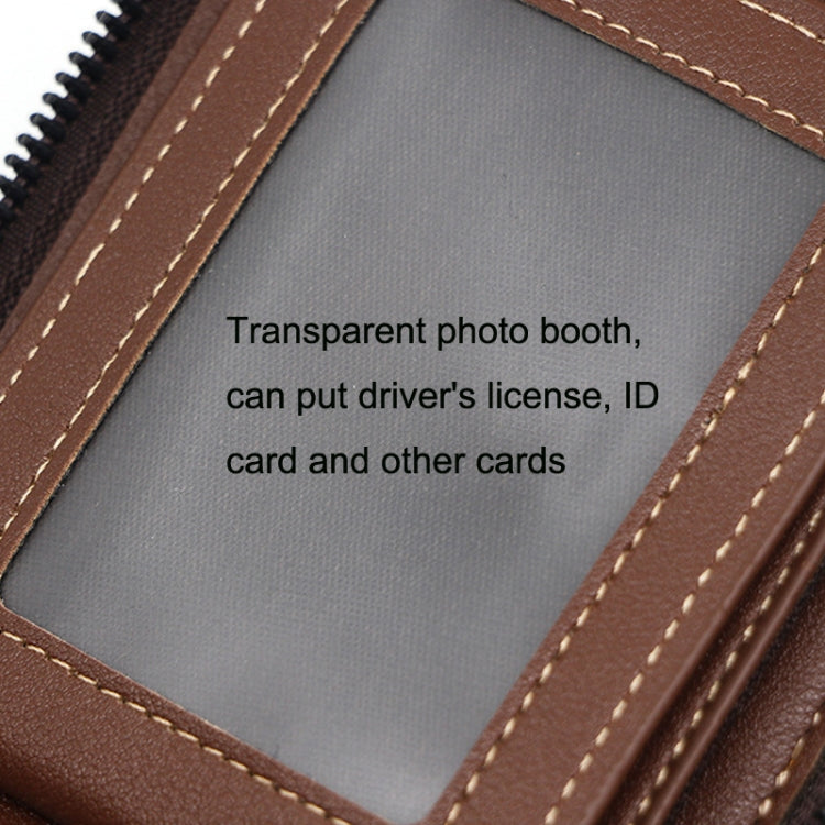Menbense Casual Fashion Large Capacity Multi-Card Retro Zipper Wallet(Dark Brown)