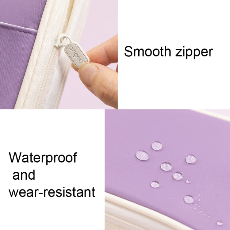 Angoo Macaron Double-layer Retractable Large-capacity Pencil Case Stationery Box(Purple)