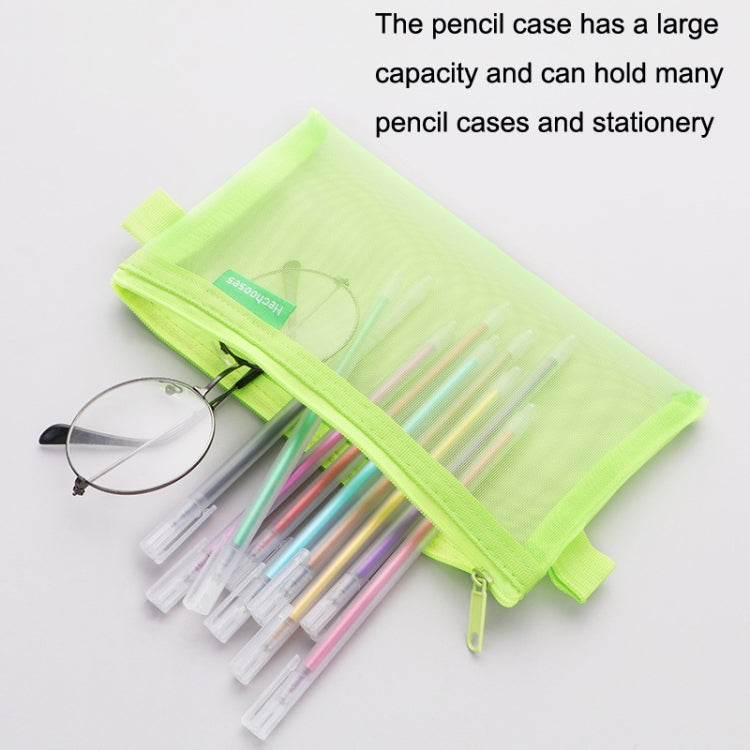 Hechooses D033 Transparent Mesh Exam Portable Pen Bag, Style: Triangle (Green)