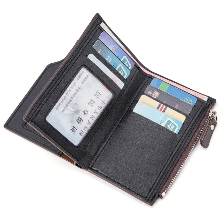 BEEDOVR 9902 Men Short Wallet Multi-card Zipper ID Bag(Black)