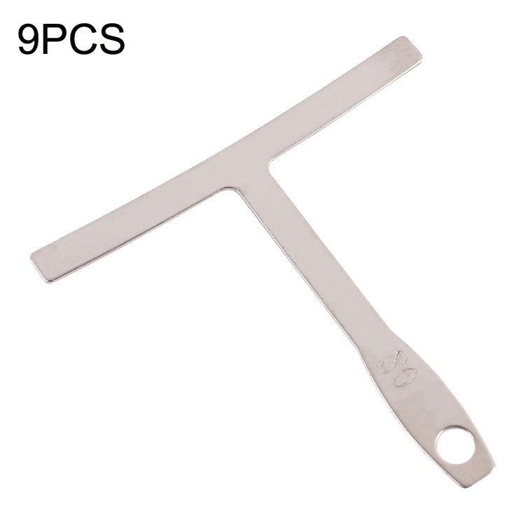 Guitar Repair Measuring Ruler Tools, 9 PCS/ Set T -Type Guitar Ruler, 5PCS Stainless Steel Leveling Ruler, 2PCS Aluminum Silver Leveling Ruler, 2PCS Aluminum Gold Leveling Ruler, 5PCS Guitar String High Ruler, T -Type Guitar Ruler+String High Ruler