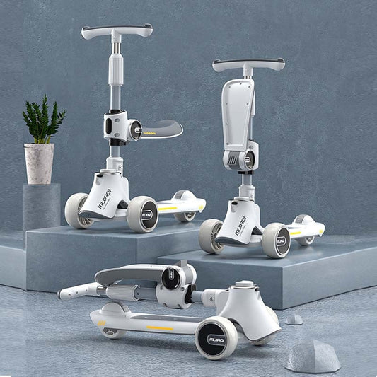 MIJIAQI 01 3 In 1 Multifunctional Foldable Children Scooter with Music and Lights, Spec: Pink