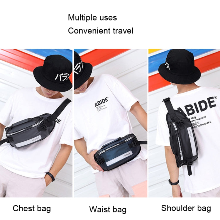 HAOSHUAI Outdoor Running Waist Bag With Reflecting Strip Chest Bag, 1100-6 Black), 1100-6 Khaki, 1100-6 Dark Blue