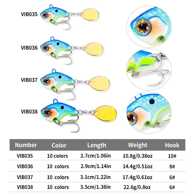 HENGJIA VIB035 Small Whirlwind Sequins Fake Bait Sinking Water VIB Lure, Size: 9g(10)