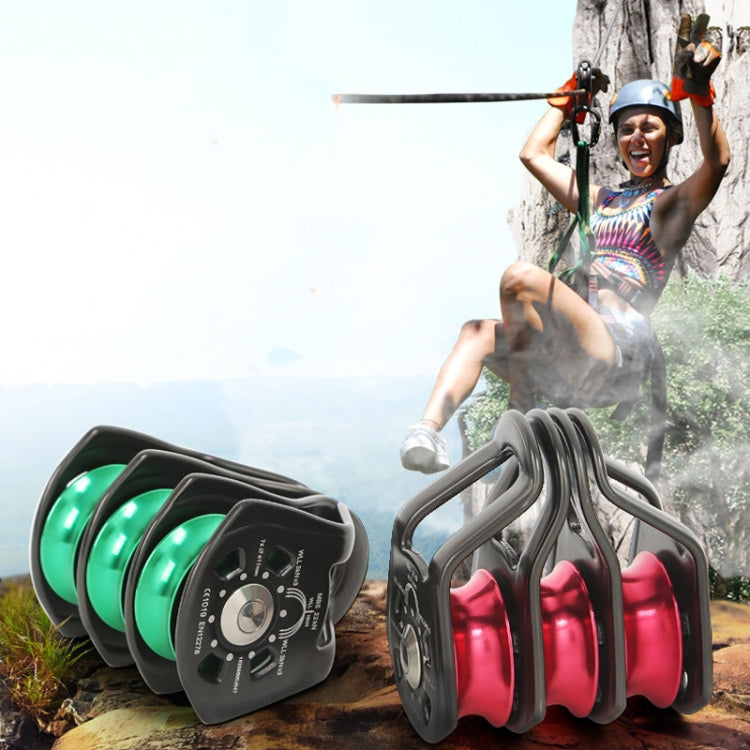 XINDA Outdoor Three Pulley Cableway Crosses Rock Climbing Hoisting Ball Bearing(Black)