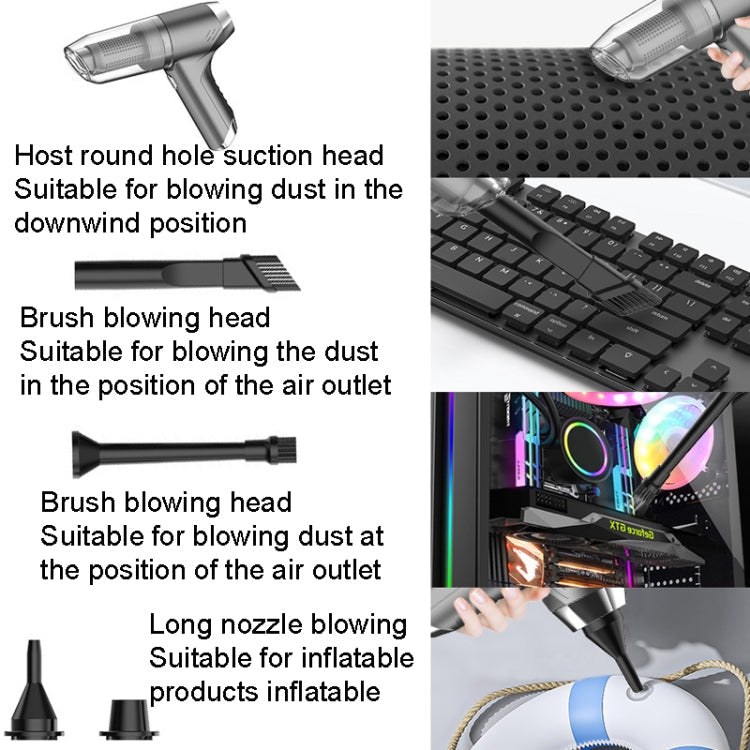 SUITU ST-6671 Wireless Car Vacuum Cleaner Small Handheld Blowing and Suction Dual Use, Style: Brushless Silver Gray