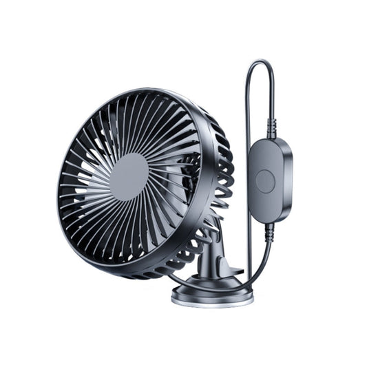 SUITU 12V/24V Mini Car Fan USB Charging Single Head Fan 360 Degree Cooling Fan, Style: Suction Cup Model