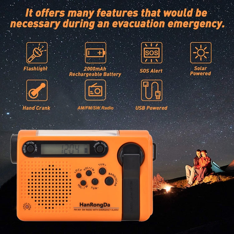 HanRongda HRD-900 LED Lighting Solar Hand Crank Power Generation NOAA Weather Warning Radio(Dark Green)