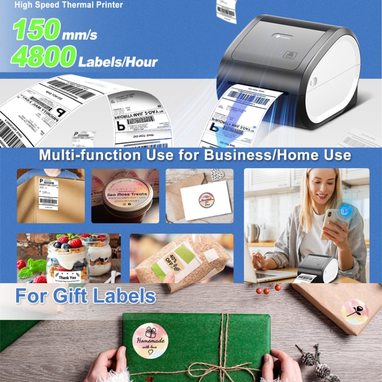 Phomemo D520-BT Bluetooth Thermal Shipping Label Printer Wireless Desktop Printer For Barcode Address Labels, Size: US(Purple White)