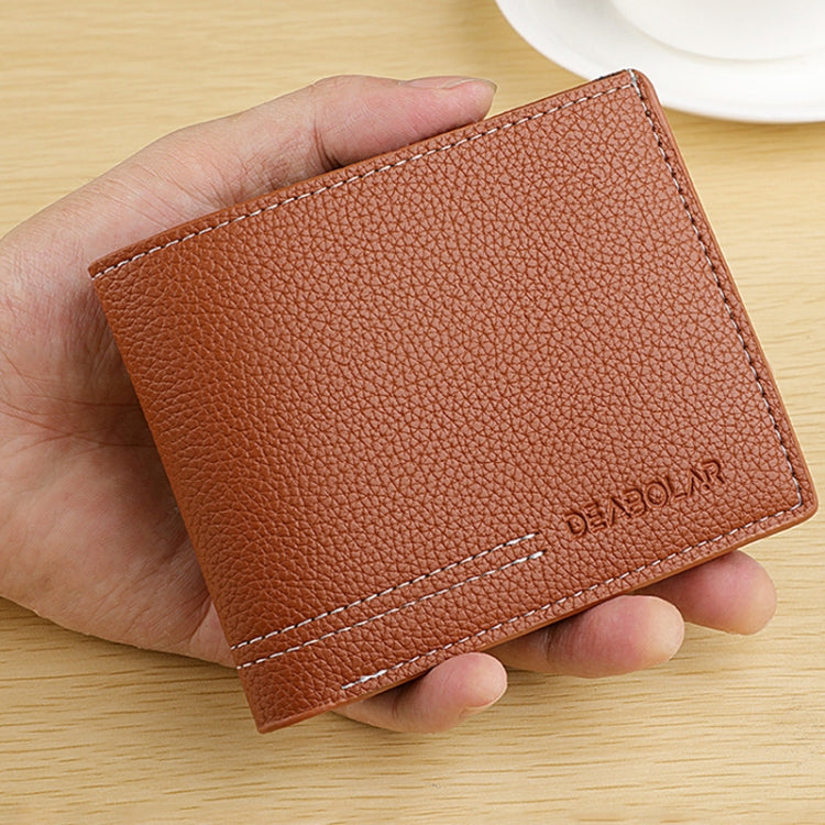 DEABOLAR Large-capacity Multi-card Men Short PU Leather Wallet(Brown)