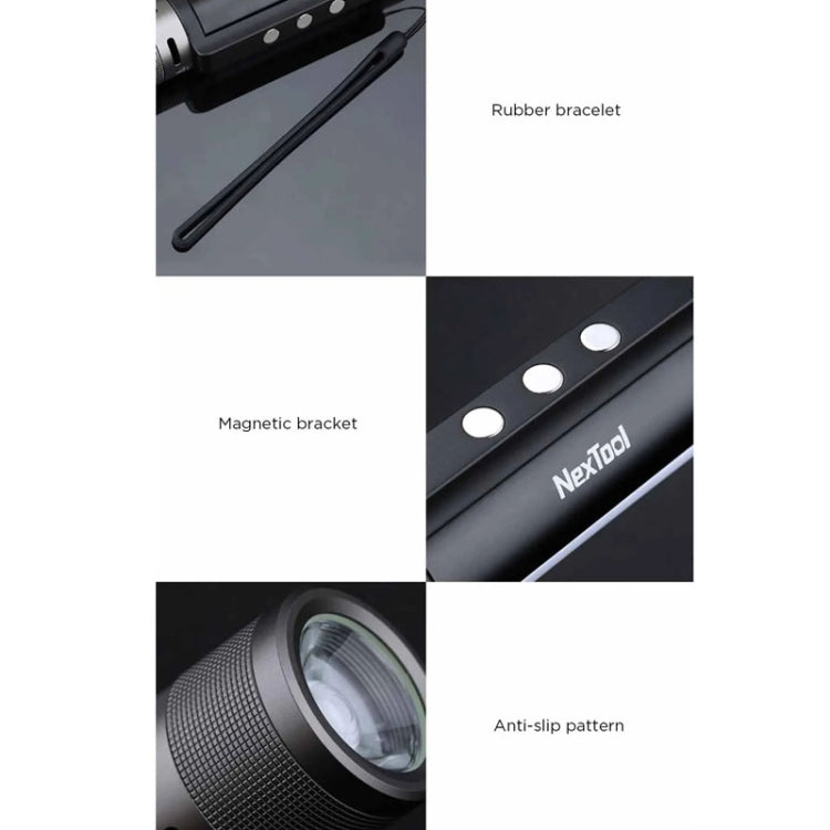 Nextool 6-In-1 Outdoor Emergency Flashlight Zoomable Alarm Camping Work Light(Black)