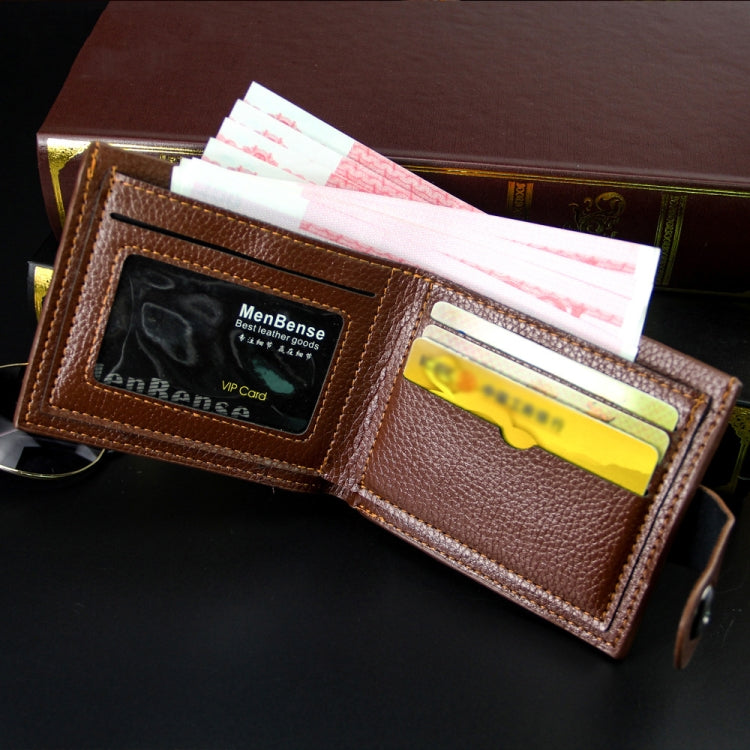 MenBense Men Short Magnetic Clasp Wallet Multi-Card Coin Purse(Black)