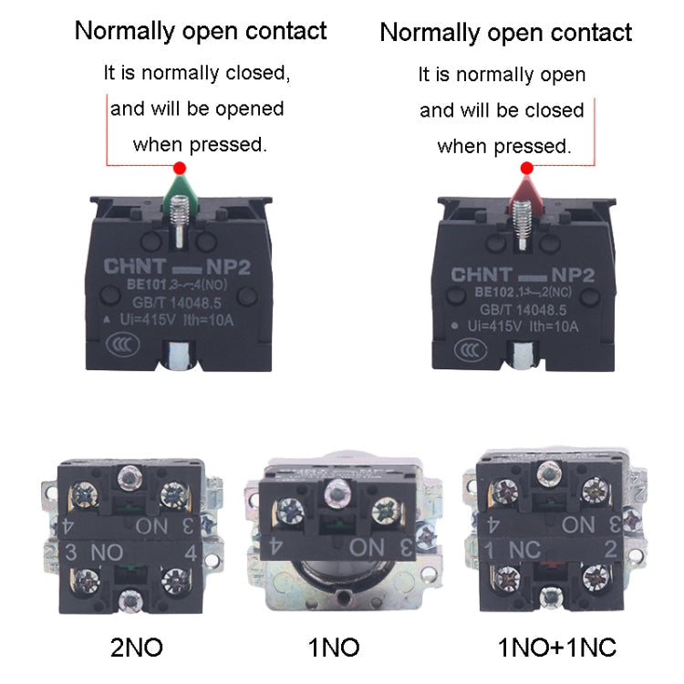 CHINT NP2-BD21 2 Gear Self-locking 1NO Power Transfer Switch Short Handle Master Knob 22mm