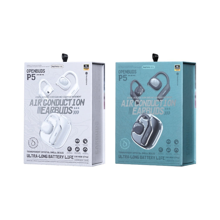 REMAX OpenBuds P5 Colorful Crystal Hanging Ear Air Conduction Bluetooth Earphone OWS Sports Music Wireless Earphone(White)